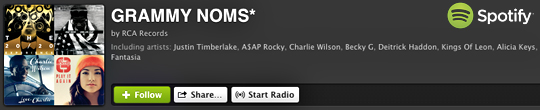 RCA 2014 GRAMMY Playlist on Spotify